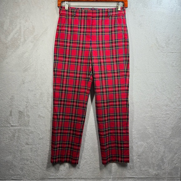 J. Crew Pants - J. Crew Kallie Straight Leg Pants Trousers in Red Plaid Women’s Size 6 Preppy